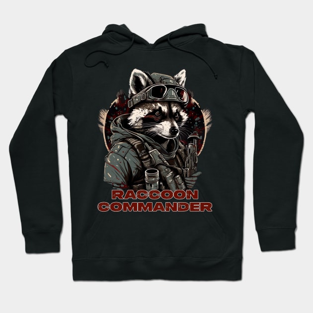 Raccoon Soldier Commander on duty Hoodie by AI - Made Me Do It